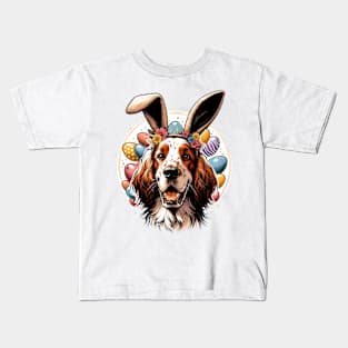 Easter Joy with English Setter in Festive Bunny Ears Kids T-Shirt